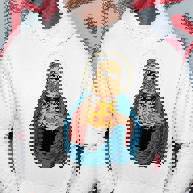 Jesus Holding A Pizza 長袖tシャツ パーカー 面白い贈り物