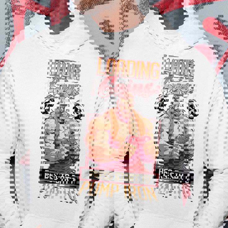 Loading Gains プレススタートからポンプ鉄ボディビルディング パーカー 面白い贈り物