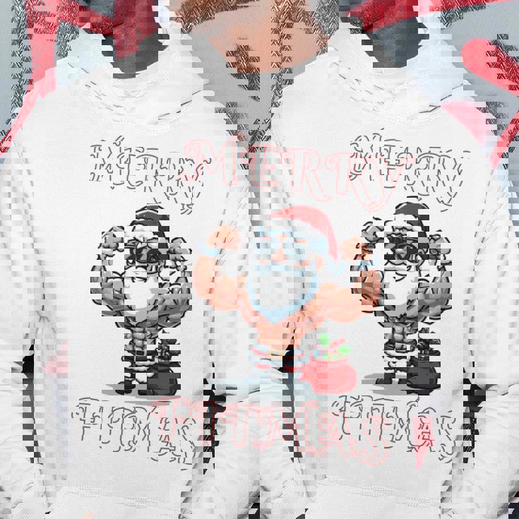 Merry Fitmas クリスマス フィットネス アグリークリスマス スウール サンタ 長袖tシャツ パーカー 面白い贈り物