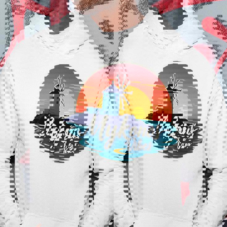 Mykonosibes ヴィンテージ 夕日 ギリシャの島 ギリシャ お土産 長袖tシャツ パーカー 面白い贈り物