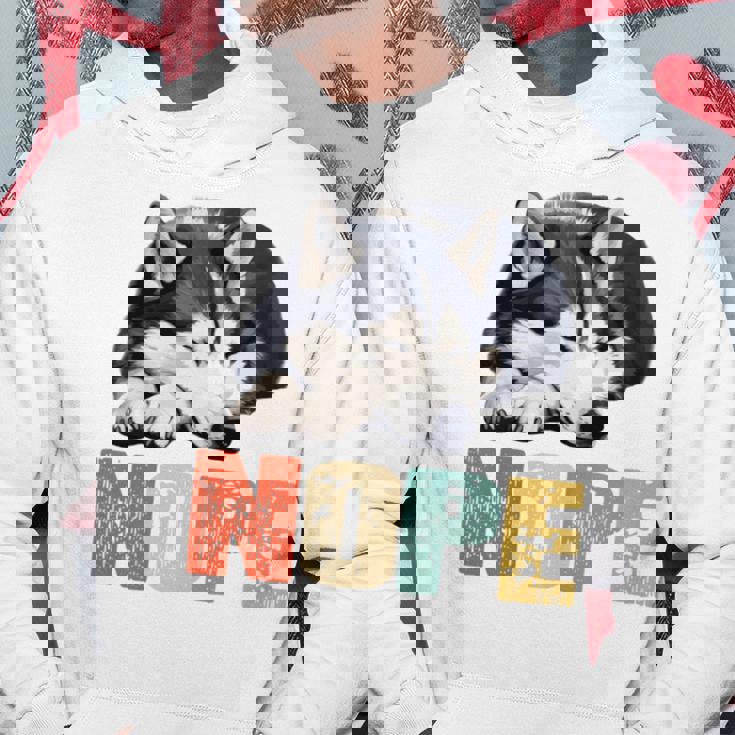 Nope 眠るシベリアンハスキーデザイン 長袖tシャツ パーカー 面白い贈り物