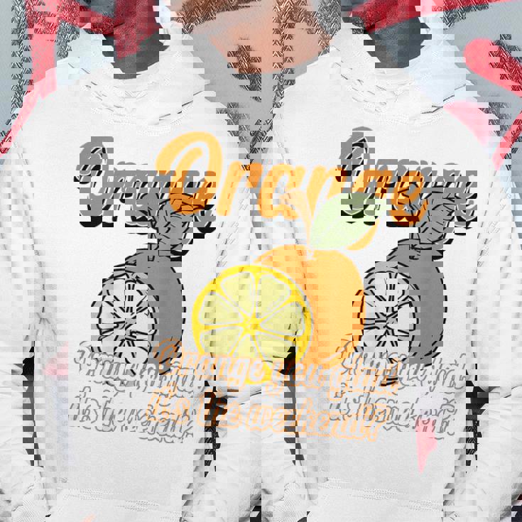 Orange You Glad It's The Weekend Fun Citrus Fruit Back パーカー 面白い贈り物