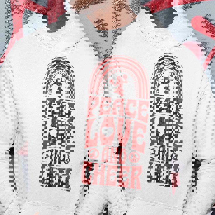 Peace Love And Cheer ボヘミアンレインボーチアリーダー パーカー 面白い贈り物