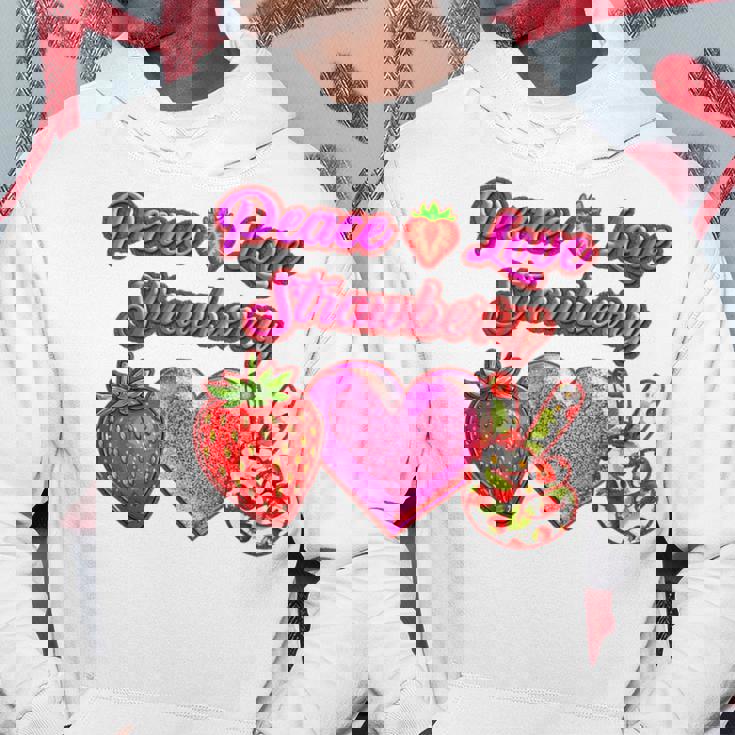 Peace Love イチゴ好き 果物食主義者 果実 果実 果実 パーカー 面白い贈り物