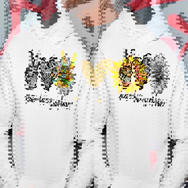 Peace Love サンシャイン ヒッピー ひまわり ヒマワリ 恋人へのギフト パーカー 面白い贈り物