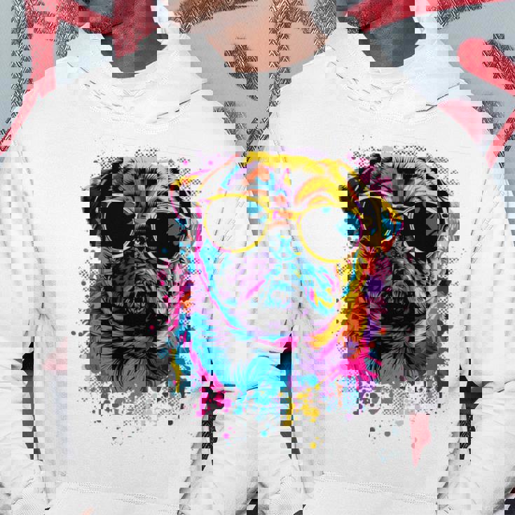 Pug Dog Lovers カラフル ポップアート パグ 長袖tシャツ パーカー 面白い贈り物