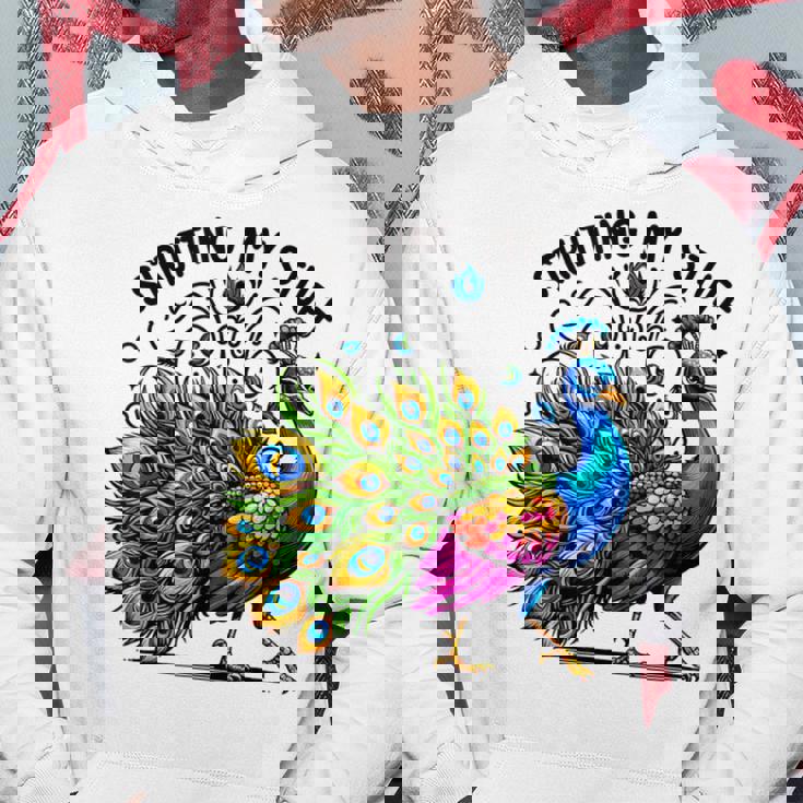 Strutting Mytuff カラフル 孔雀好き パーカー 面白い贈り物