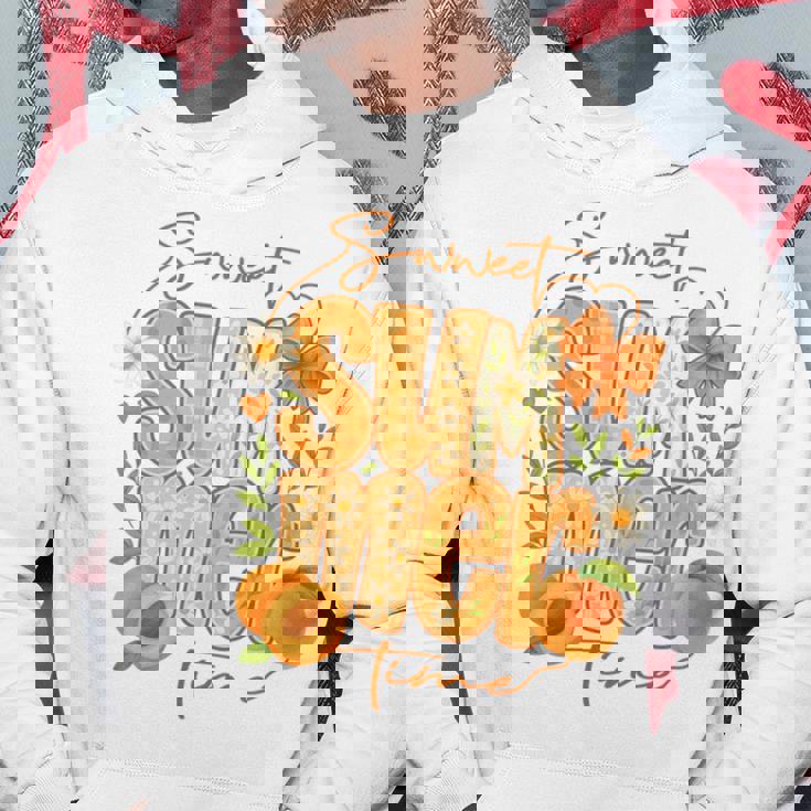 Sweetummer Time 鮮やかなフローラルピーチ 長袖tシャツ パーカー 面白い贈り物