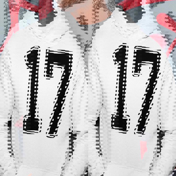 【バックプリント・背中側】17 数字 背番号 ユニフォーム ナンバー【ブラック／黒の文字】スポーツ 野球 サッカー 部活 パーカー 面白い贈り物