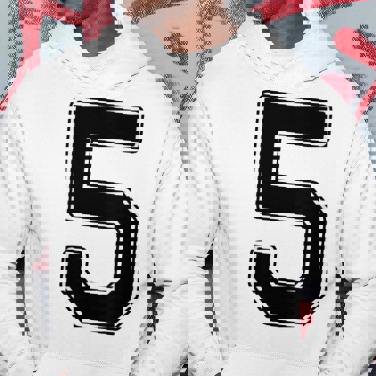 【バックプリント・背中側】5 数字 背番号 ユニフォーム ナンバー【ブラック／黒の文字】スポーツ 野球 サッカー 部活 パーカー 面白い贈り物