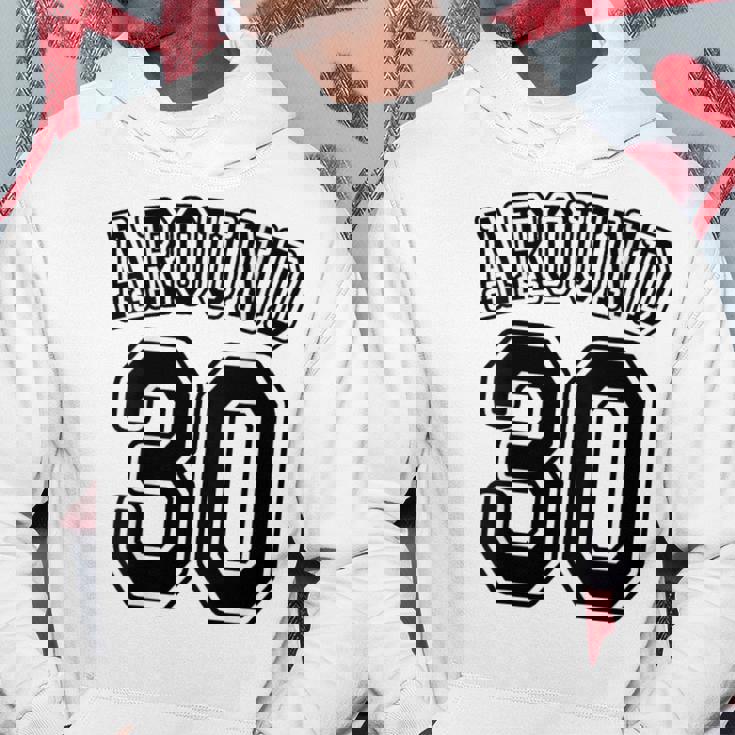 【バックプリント・背中側】Around 30 アラサー（三十歳 30才）ユニフォーム風 30代 誕生日プレゼント 面白 パーカー 面白い贈り物