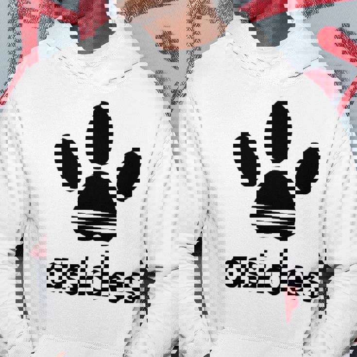 【バックプリント・背中側】Asides アシデス 足です。肉球です。【変なtシャツ屋】スポーツ ブランド パロディ 面白 長袖tシャツ パーカー 面白い贈り物