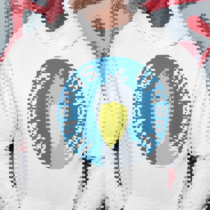 【バックプリント・背中側】ハシビロコウ『ロゴマーク』ブルー 青【どうぶつフレンズ】鳥 動物 ゆるくて かわいい イラスト パーカー 面白い贈り物