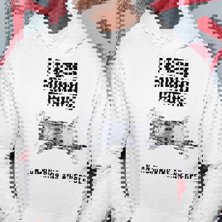 おかしな怠惰な猫 私は朝の人と朝と人が嫌いです パーカー 面白い贈り物