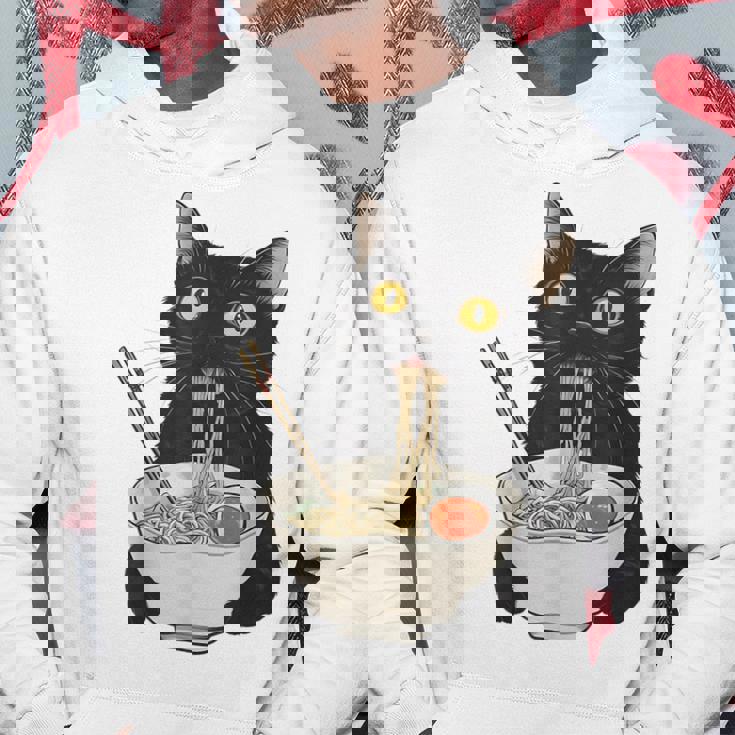 おもしろ猫 食べる 麺 ラーメン 日本猫 食べる 麺 パーカー 面白い贈り物