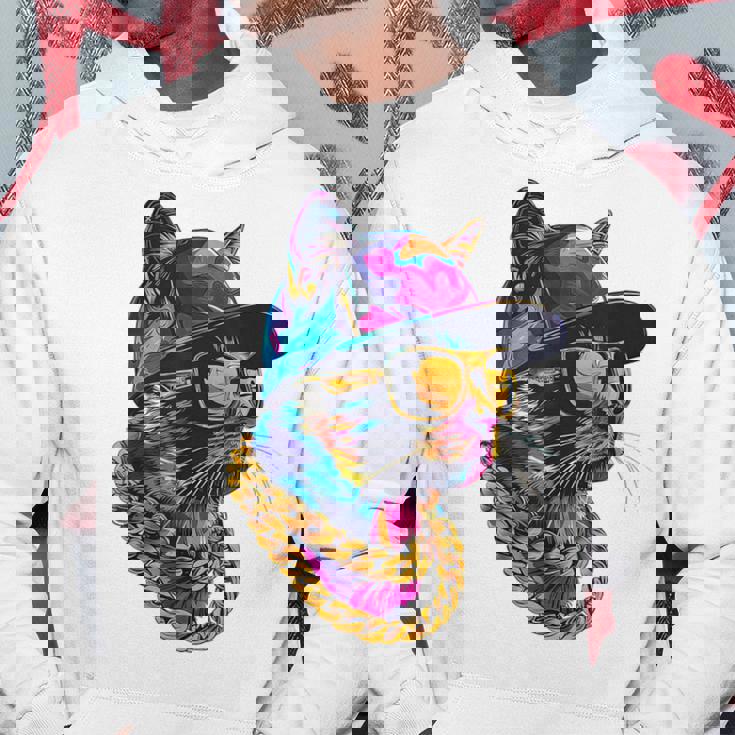 かっこいい ヒップホップ 猫 アーバン ストリートウェア B-Boy グラフィティ パーカー 面白い贈り物