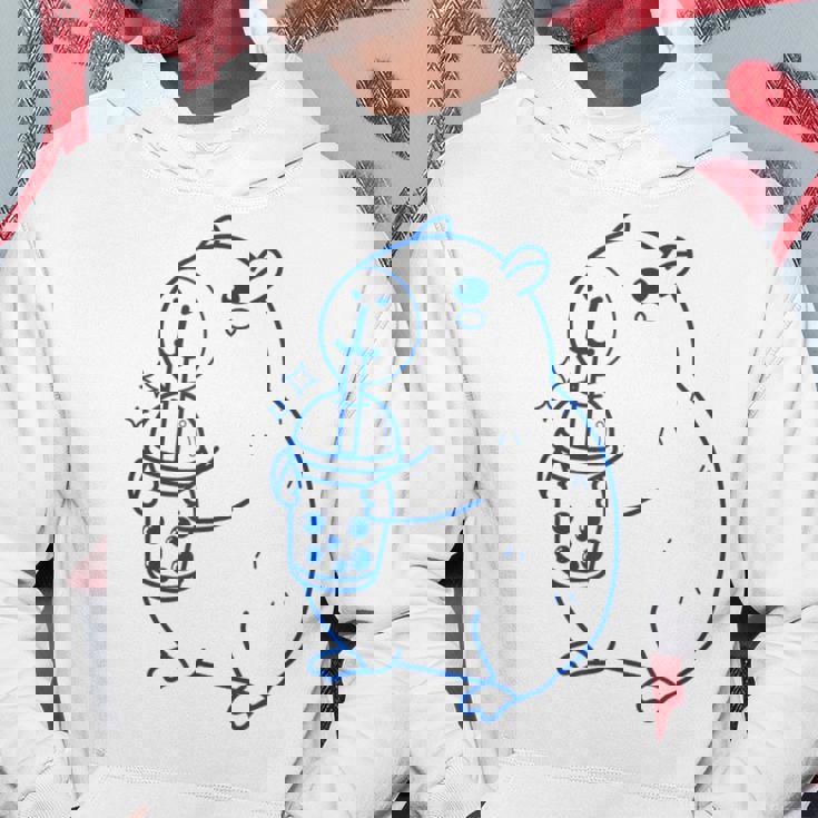 かわいい カピバラ ノベルティ グラフィック ボバティー ミルクセーキ ミルクティー パーカー 面白い贈り物