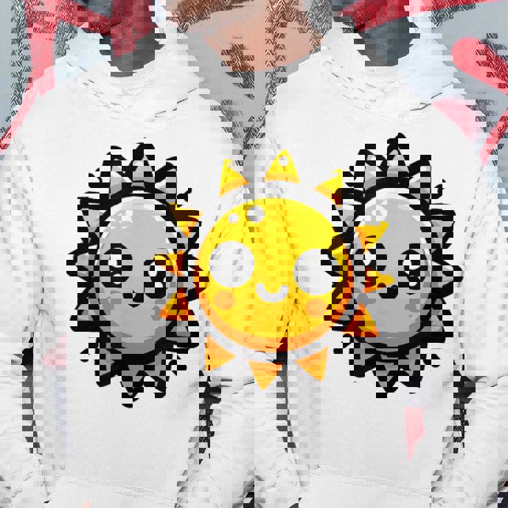 かわいい 漫画 太陽 放射 オレンジ イエロー 愛らしい パーカー 面白い贈り物