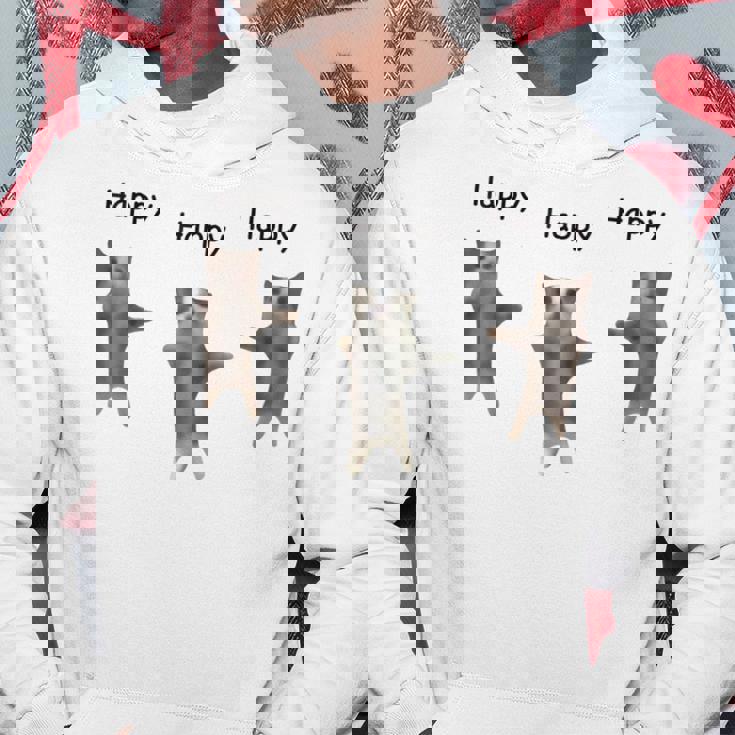 かわいいジャンピング ハッピーキャット ミーム トレンド ファニー パーカー 面白い贈り物