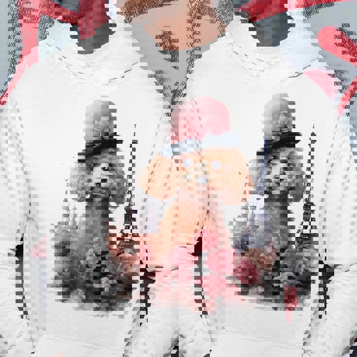 かわいいフレンチパリエッフェル塔トイプードル パリジャンプードル パーカー 面白い贈り物