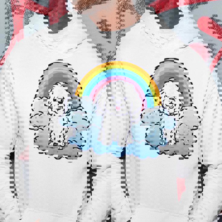 かわいいボロネーゼ犬 レインボークラウド カラフル カワイイ 子犬好き パーカー 面白い贈り物