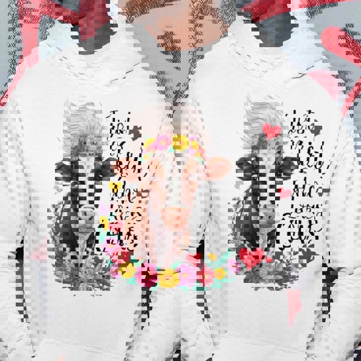 かわいい牛 ただの牛を愛する少女 長袖tシャツ パーカー 面白い贈り物