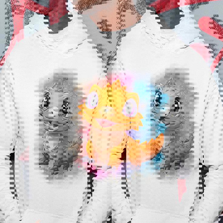 ひげを生やしたドラゴンの白い服のレインボーフラッグ パーカー 面白い贈り物