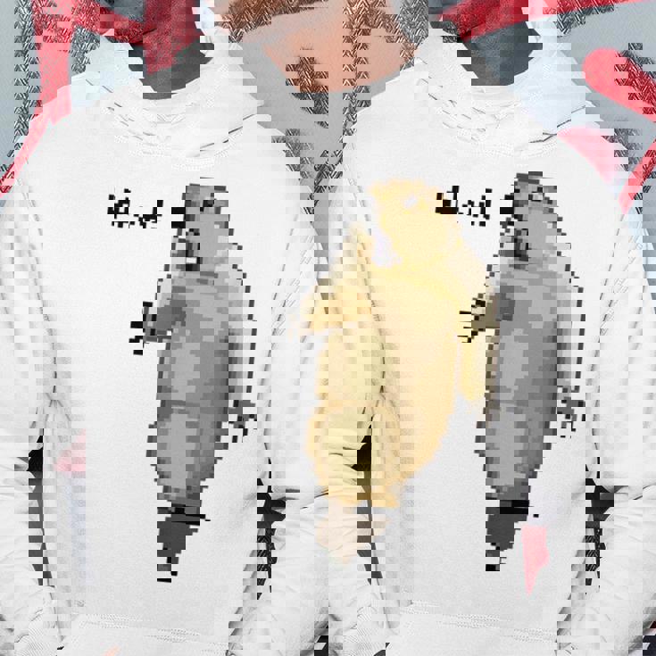 アニマルプリント 驚いたマーモット ドット絵 ピクセルアート 面白い 動物 ミーム パーカー 面白い贈り物