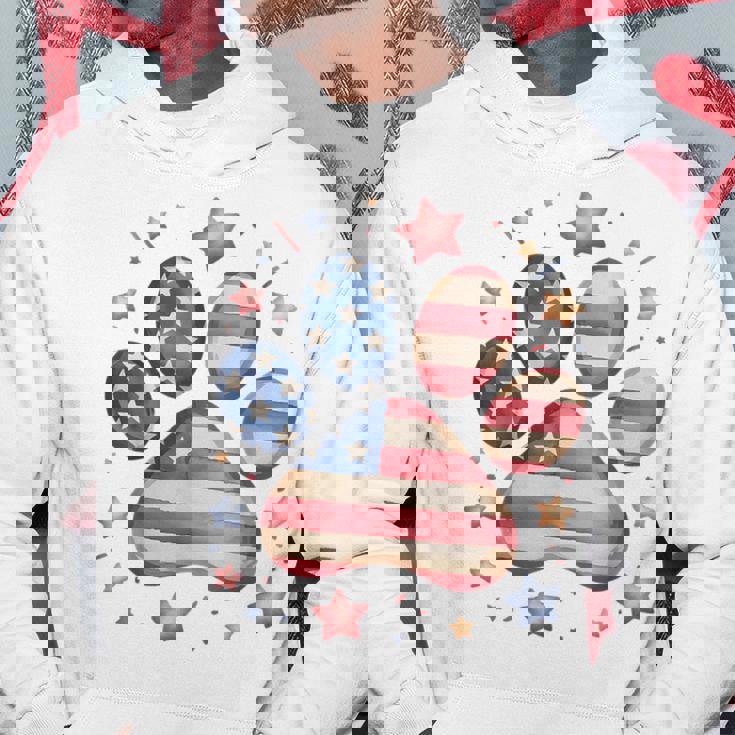 アメリカ国旗 愛国的な犬と猫の足跡プリント 7月4日 犬 パーカー 面白い贈り物