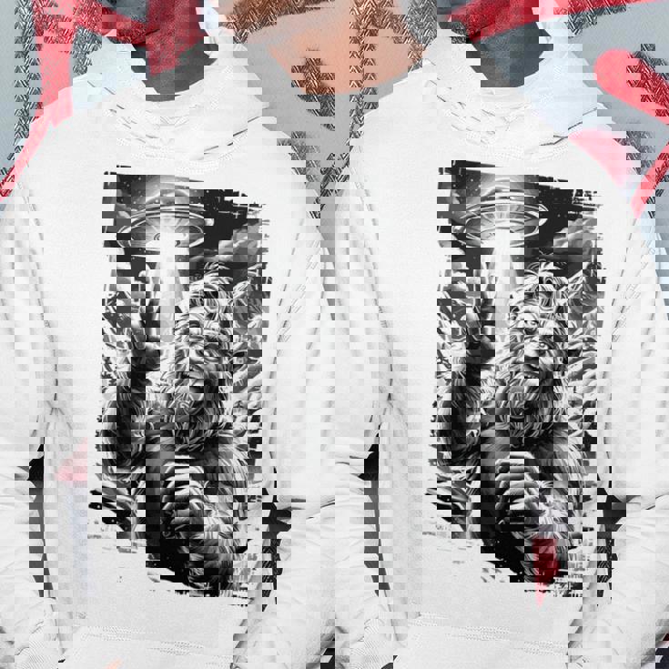 イエティ Ufo 平和 クリプティッド ユーモア マウンテン遭遇 長袖tシャツ パーカー 面白い贈り物