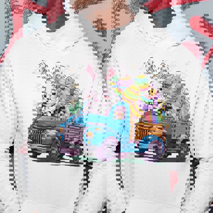 イースタートラッカー-面白いイースターバニーボーイズイースターネストトラック 長袖tシャツ パーカー 面白い贈り物