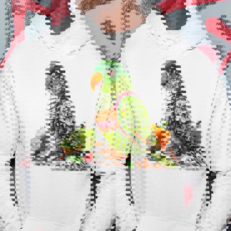 ウロコインコ フルーツアート トロピカル キウイ りんご ナッツ パーカー 面白い贈り物