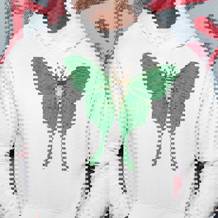 オオミズアオ ルナモス 薄い 緑色 黄緑色 蛾 Luna Moth レトロ 虫 昆虫 イラスト かっこいい おしゃれ パーカー 面白い贈り物