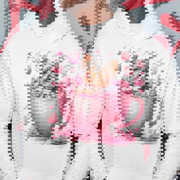 カップに入った子犬 長袖tシャツ パーカー 面白い贈り物