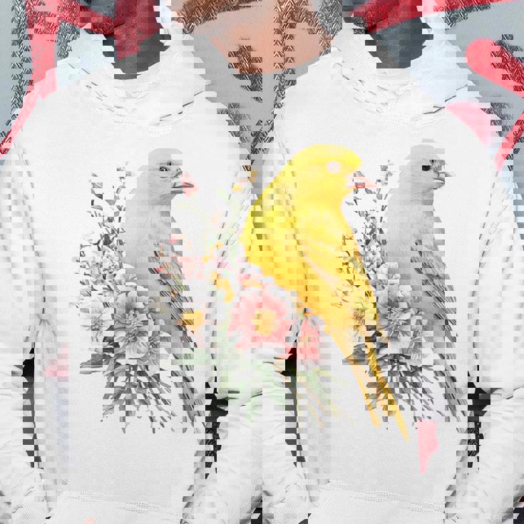 カナリアの鳥好き、ピンクの花のかわいい鳥、自然。 パーカー 面白い贈り物