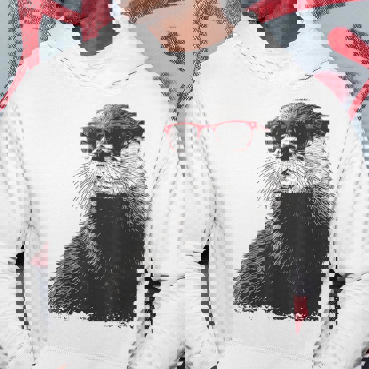 カワウソ アニマル柄 動物園 図面 イラスト 顔 カワウソ パーカー 面白い贈り物