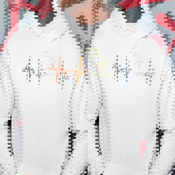 ガーデニング心電図レトロ園芸家脈線心拍 長袖tシャツ パーカー 面白い贈り物