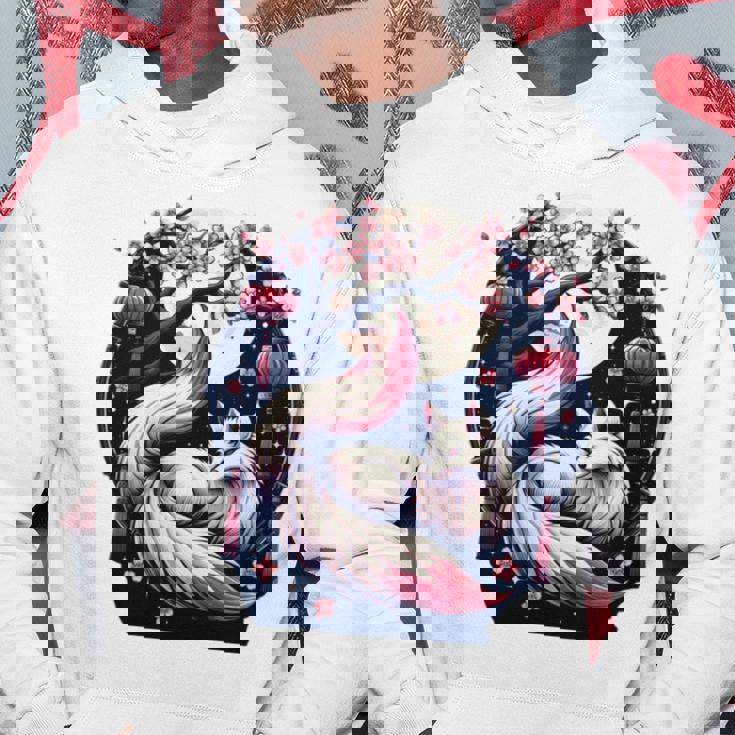 キツネ キツネ 桜 花 日本 九尾狐 長袖tシャツ パーカー 面白い贈り物