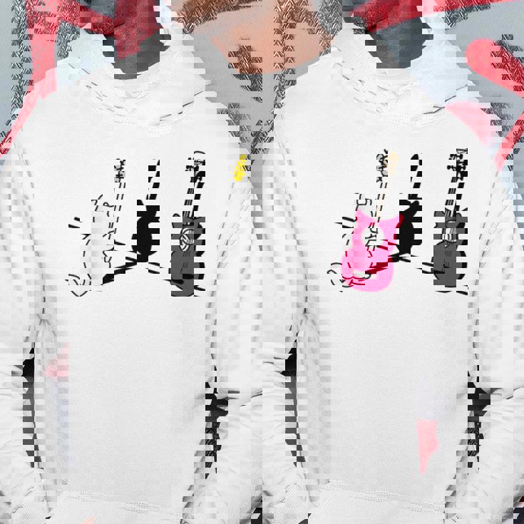 ギターの影を作る猫デザイン パーカー 面白い贈り物