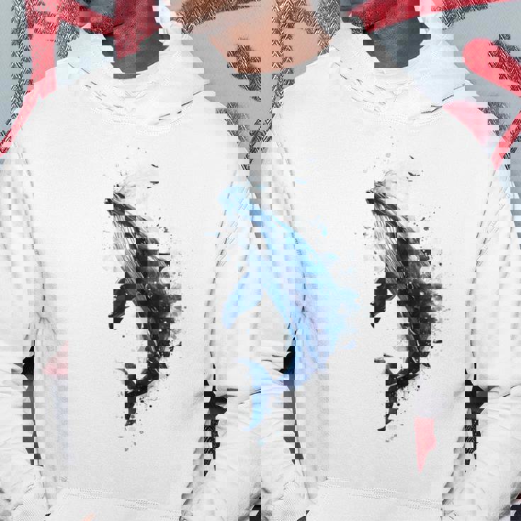 クジラ 水彩 海洋 動物 海の生物 青くじら デザイン パーカー 面白い贈り物