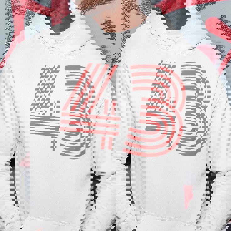 クールなレトロなレタリングジャージ、背番号43 Fourtythree パーカー 面白い贈り物