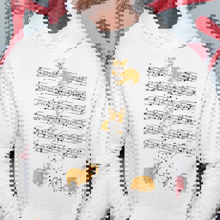 コーギー 犬 音符 音符 ミュージシャン かわいい コーギー 犬 パーカー 面白い贈り物