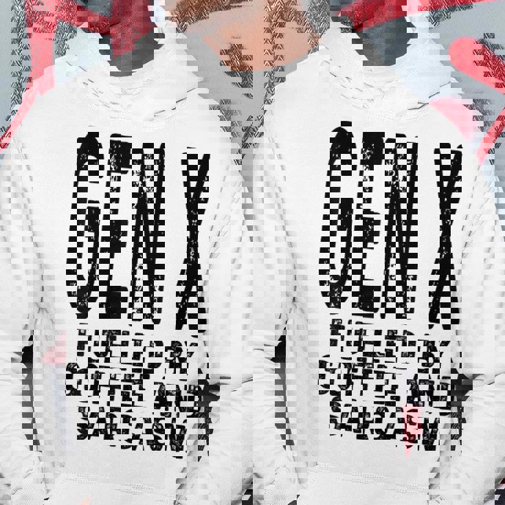 コーヒーと皮肉なユーモアに刺激された面白いジェネレーションx Gen X パーカー 面白い贈り物