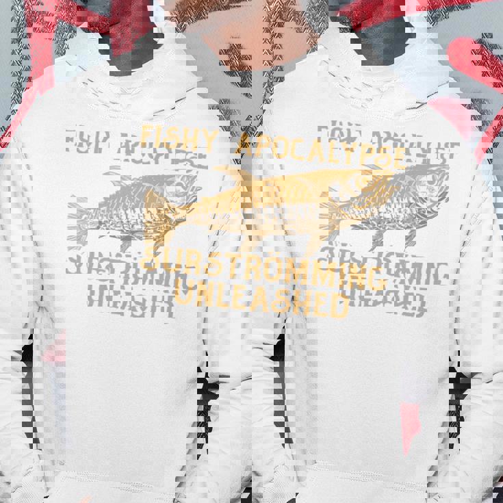 シュールストレミングの臭いゲロ魚チャレンジ 長袖tシャツ パーカー 面白い贈り物