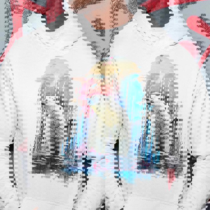 シロクマ 動物 カラフル 動物園 アート 描画 シロクマ パーカー 面白い贈り物