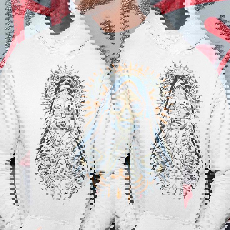 スカル サンタ ムエルテ クリスチャン 長袖tシャツ パーカー 面白い贈り物