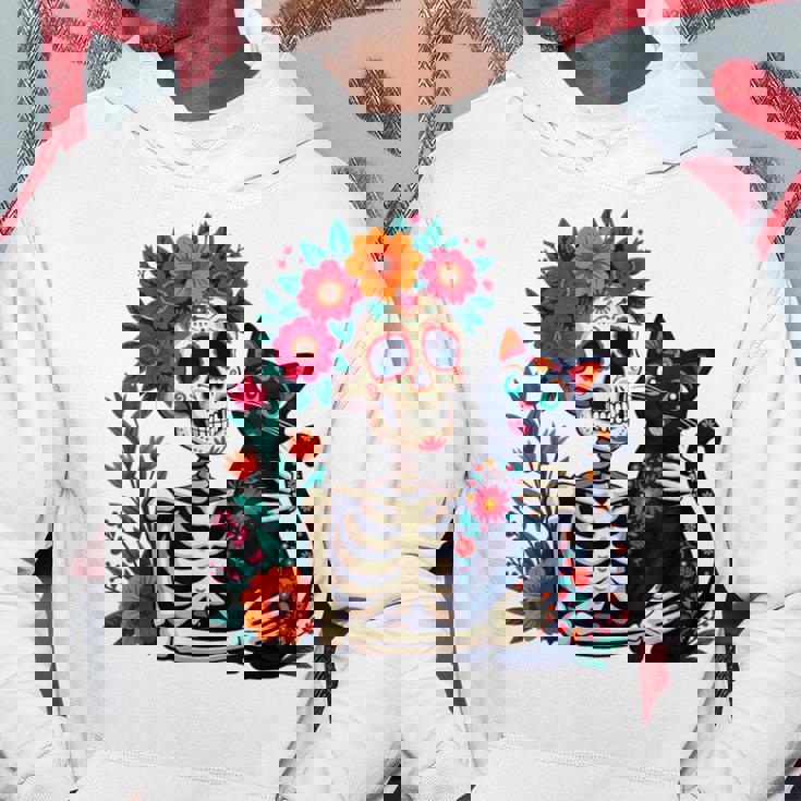 スケルトン ハグ 猫 シュガー スカル Día Los Muertos ハロウィン パーカー 面白い贈り物