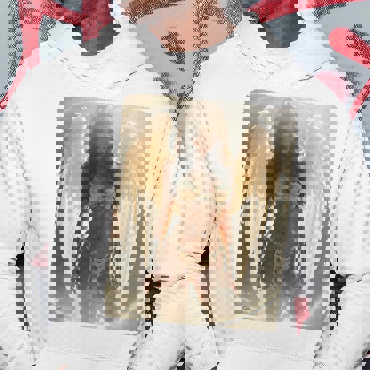 セクシーガールグラフィックtシャツ セクシーなブルネットエンジェルピンナップバックプリント パーカー 面白い贈り物