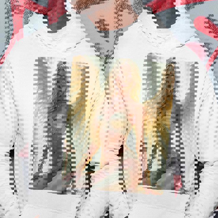 セクシーガールグラフィックtシャツ セクシーシッティングエンジェルピンナップバックプリント パーカー 面白い贈り物