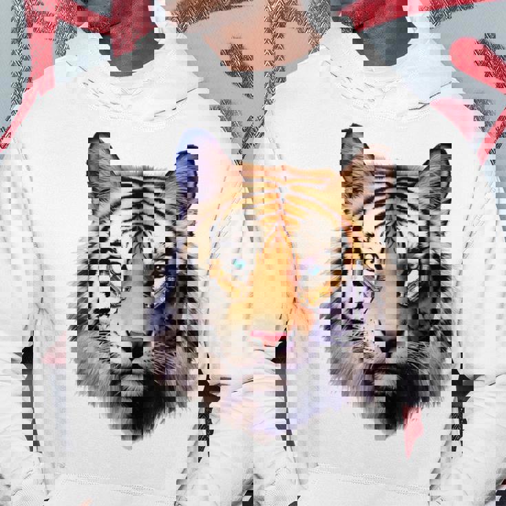 タイガー アニマル プリント グラフィック デッサン アートワーク フェイス トラ パーカー 面白い贈り物